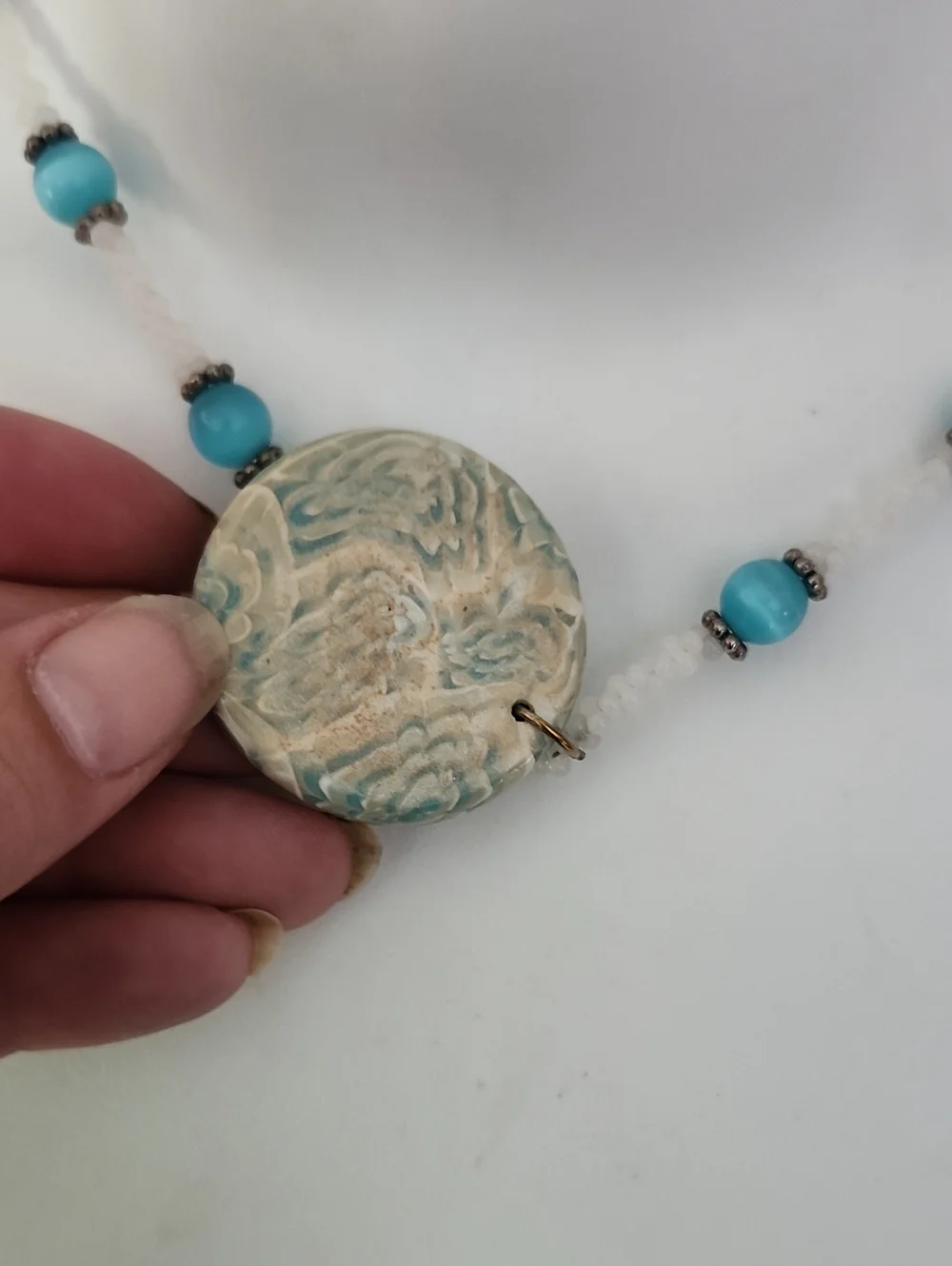 Handcrafted Turquoise Floral Pendant Necklace